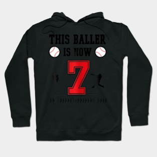 This Baller Is Now 7 Years Old Baseball 7Th Birthday Boy Hoodie